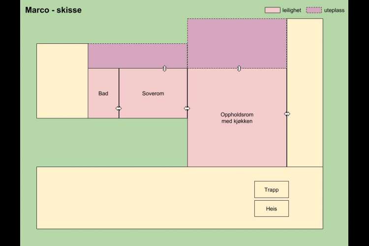 Skisse over ferieleiligheten Marco i Firenze, Florence. Foto.