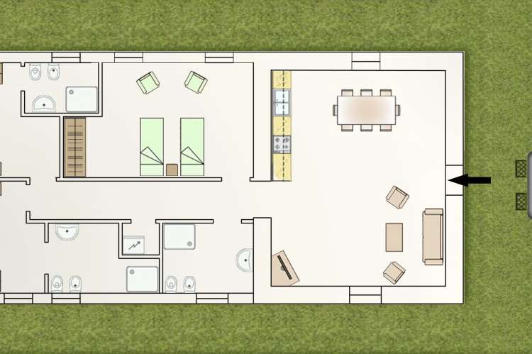 Bildet viser plantegning av feriehuset Villa Noce.