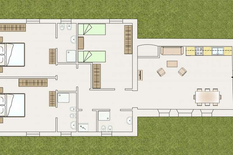 Bildet viser plantegning av feriehuset Villa Vista ved Pisa.