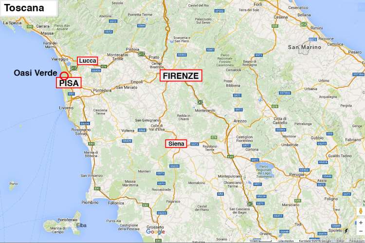 Bildet viser kart over Toscana.