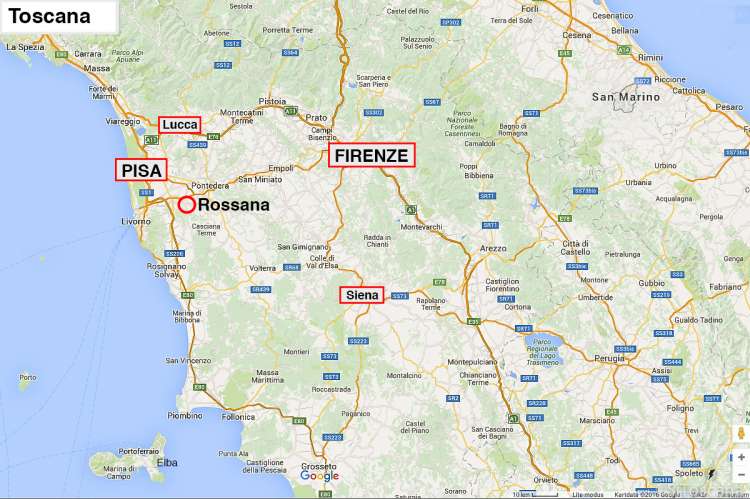 Bildet viser kart over Toscana.