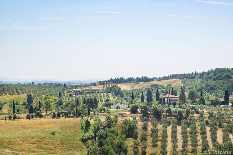 Utsikt fra San Miniato til Vivaio. Huset med ferieleilighetene er til høyre.