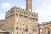 Bildet viser Palazzo Vecchio på Piazza della Signoria. I Firenze, Toscana, Italia.