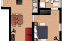 Skisse over rom i leiligheten Acacia. Planskisse. Foto