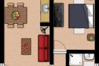 Skisse over rom i leiligheten Ginepro. Planskisse. Foto