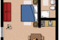 Skisse over rom i leiligheten Melograno. Planskisse. Foto