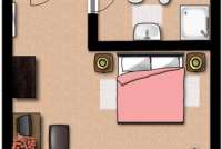 Skisse over rommet Nocciolo med bad. Planskisse. Foto