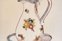 Bildet viser dekorasjon på baderomsflise i feriehuset Casa Rosa i Italia.