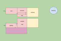 Bildet viser plantegning av feriehuset Casa Rosa ved Pisa i Toscana.