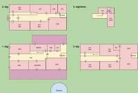 Bildet viser planskisse over feriehuset Palazzo Pietro i Toscana, Huset ligger mellom Pisa og Firenze.