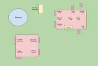 Bildet viser skisse over feriebosted i landsby i Toscana.