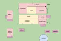 Bildet viser skisse over ferieleiligheter på gård i Toscana.