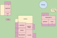 Skisse over ferieleilighetene på Girasole, vingård med 10 leiligheter og gangavstand til landsby.