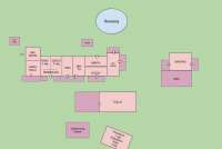 Bildet viser skisse over ferieleiligheter på Oasi Verde ved Pisa og Middelhavet i Toscana.