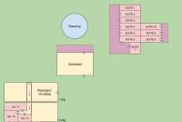 Podere Cenni – skisse. Skisse over vingården Podere Cenni med suiter og rom for ferie. Ved San Miniato i Toscana.